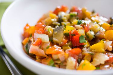 A bowl of colorful Provençal ratatouille