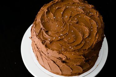 chocolate cake with ganache icing and sea salt