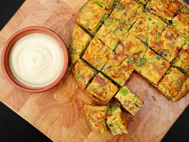 Spanish Tortilla with Broccoli, Chorizo, and Onion