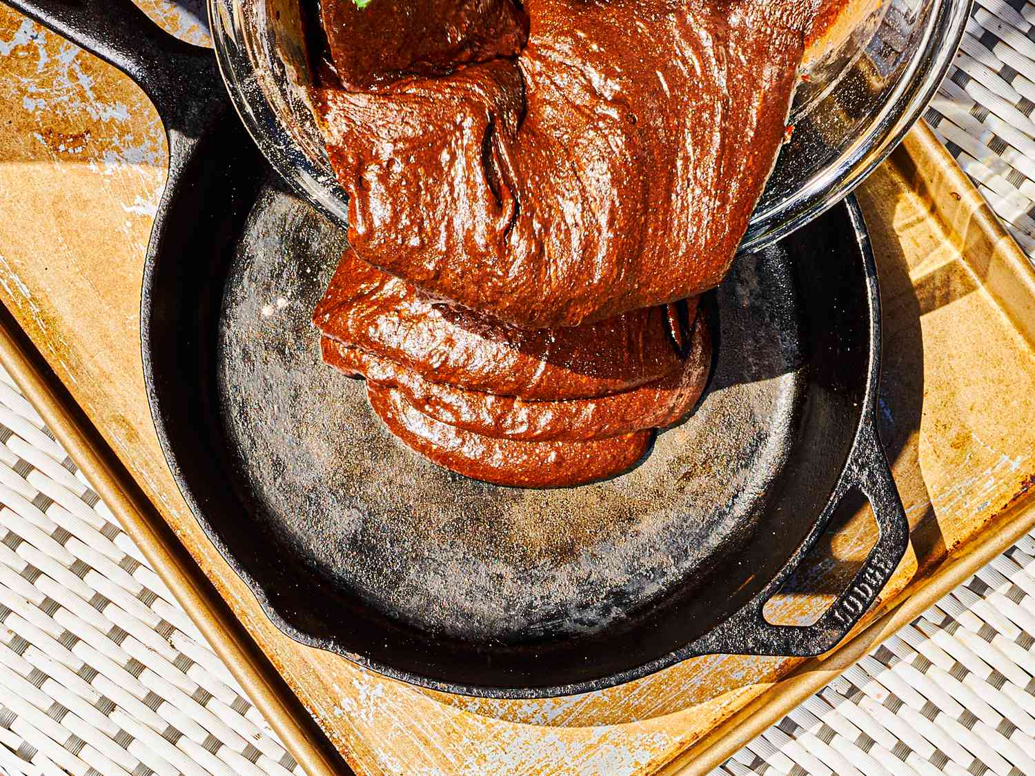 Overhead view of brownie batter