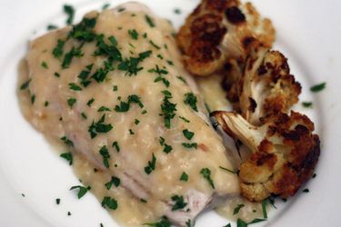 Walleye with white wine-shallot sauce