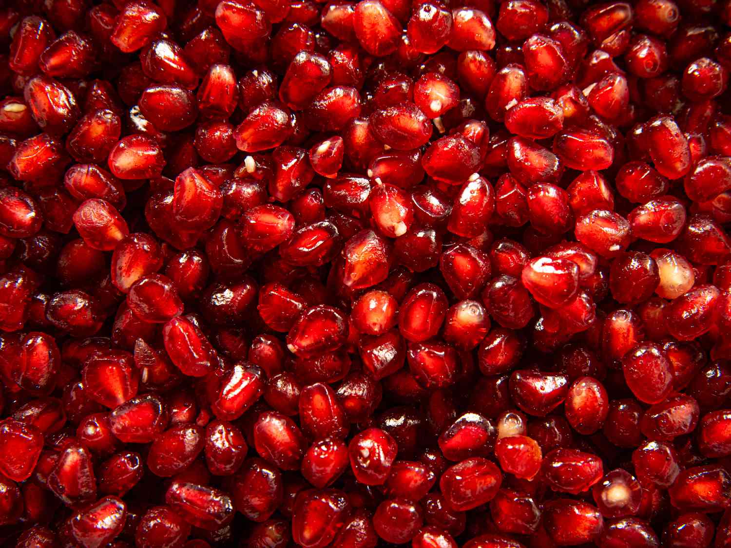 Overhead view of pomegranate seeds