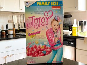 Box of General Mills Jojo Siwa Strawberry Bop Cereal
