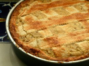 A traditional pastiera grain and ricotta pie from Campania, Italy