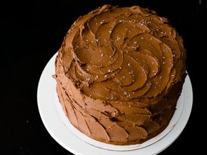 chocolate cake with ganache icing and sea salt