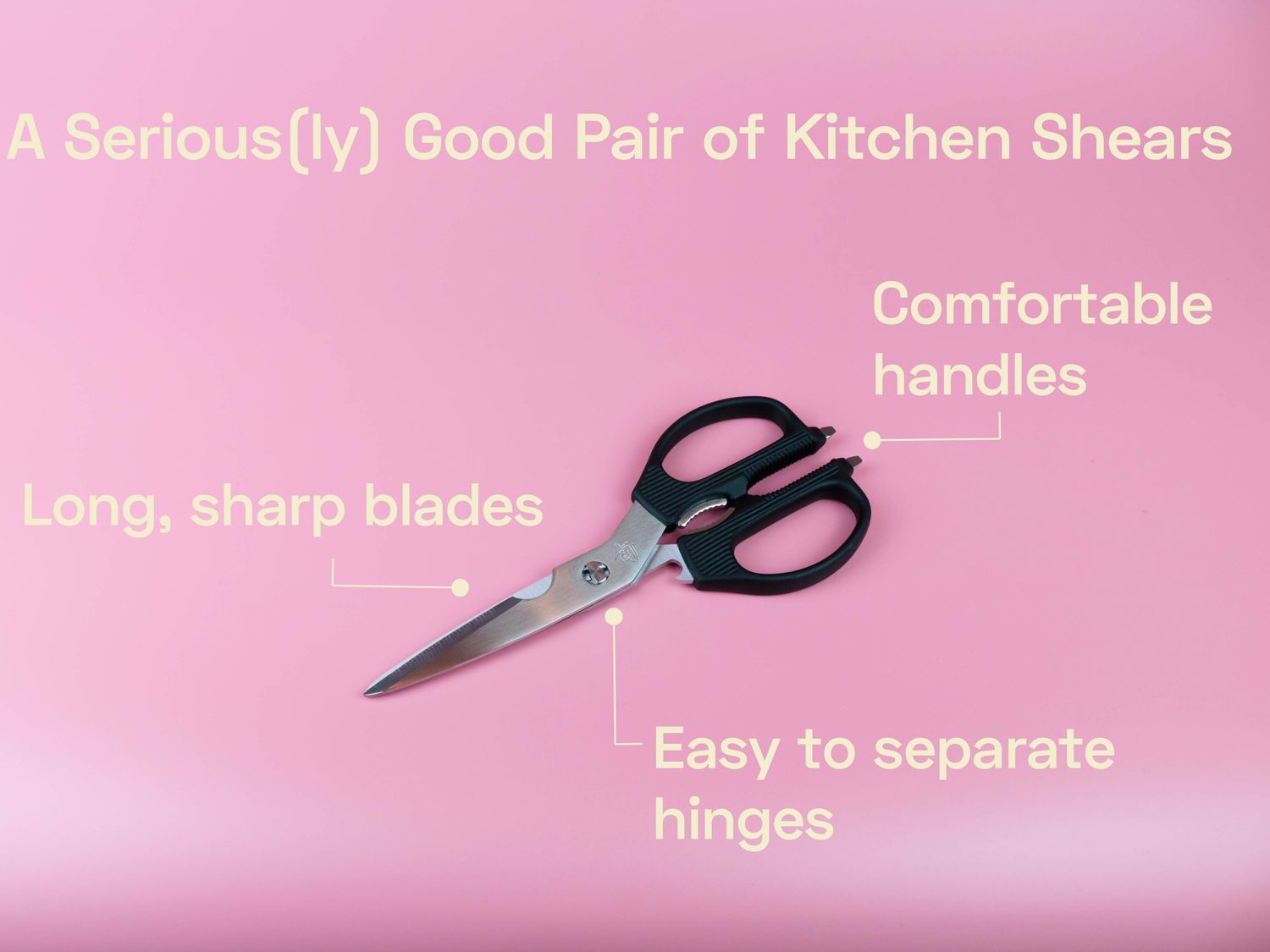a graphic showing off all the best features of a pair of kitchen shears