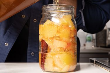 Adding pickling liquid to watermelon rind