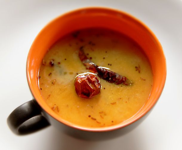Dal Tadka served in a soup mug