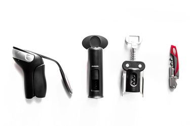 The four main styles of corkscrews we tested: lever, twist, winged, and waiter's friend