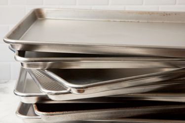 a stack of half sheet pans