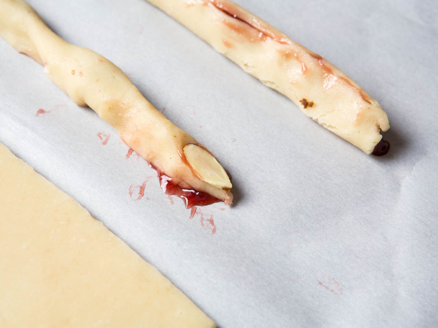 Close up view of with finger shortbread cookies.