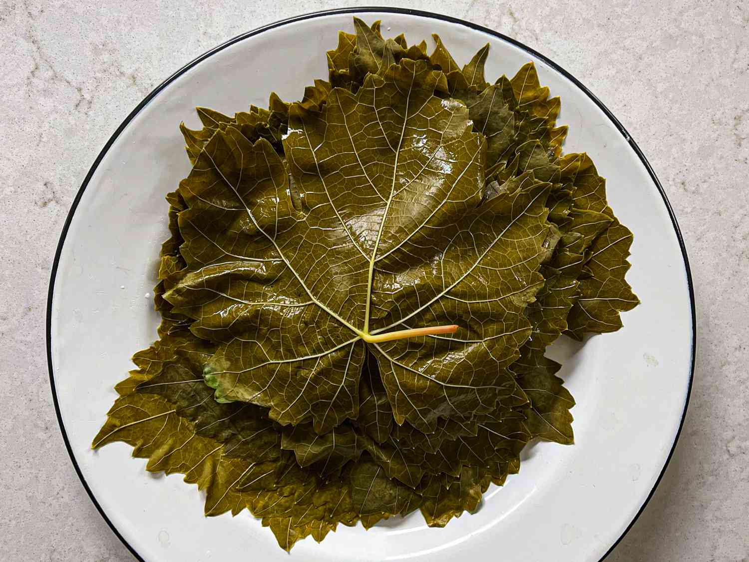 Plate of grape leaves