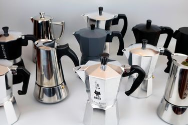 an array of different moka pots