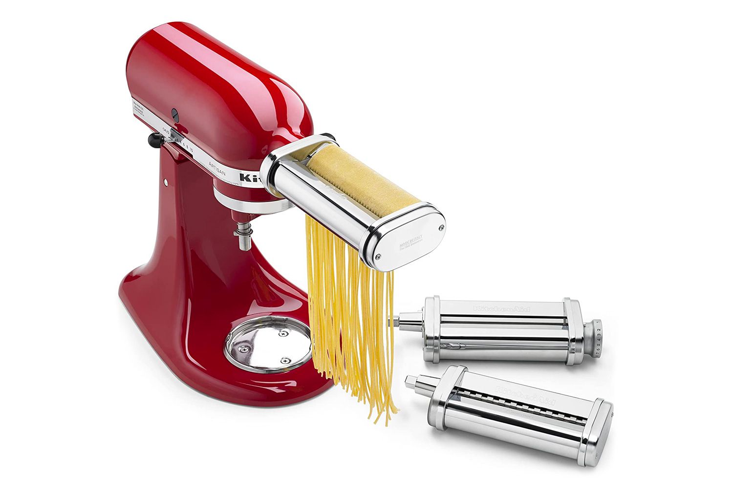 Amazon KitchenAid mixer with a pasta cutter attached