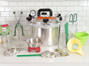 various canning products on a kitchen countertop