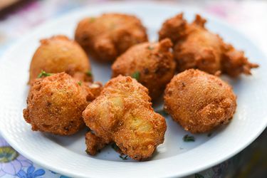 A platter of stuffing fritters