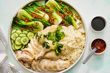 Overhead view of Hainanese Chicken Rice Set
