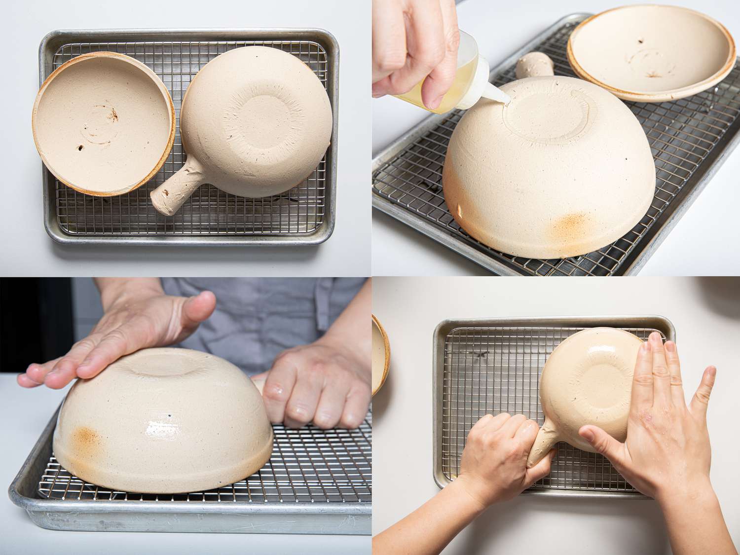 Seasoning a Cantonese clay pot.