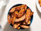 Crispy duck fat-fried fingerling potatoes