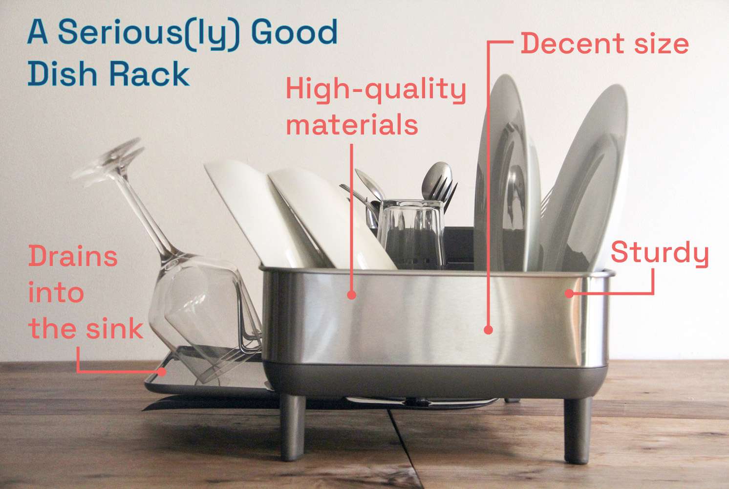 一个非常好的盘子架:合适的尺寸，坚固，高质量的材料，排水管到水槽