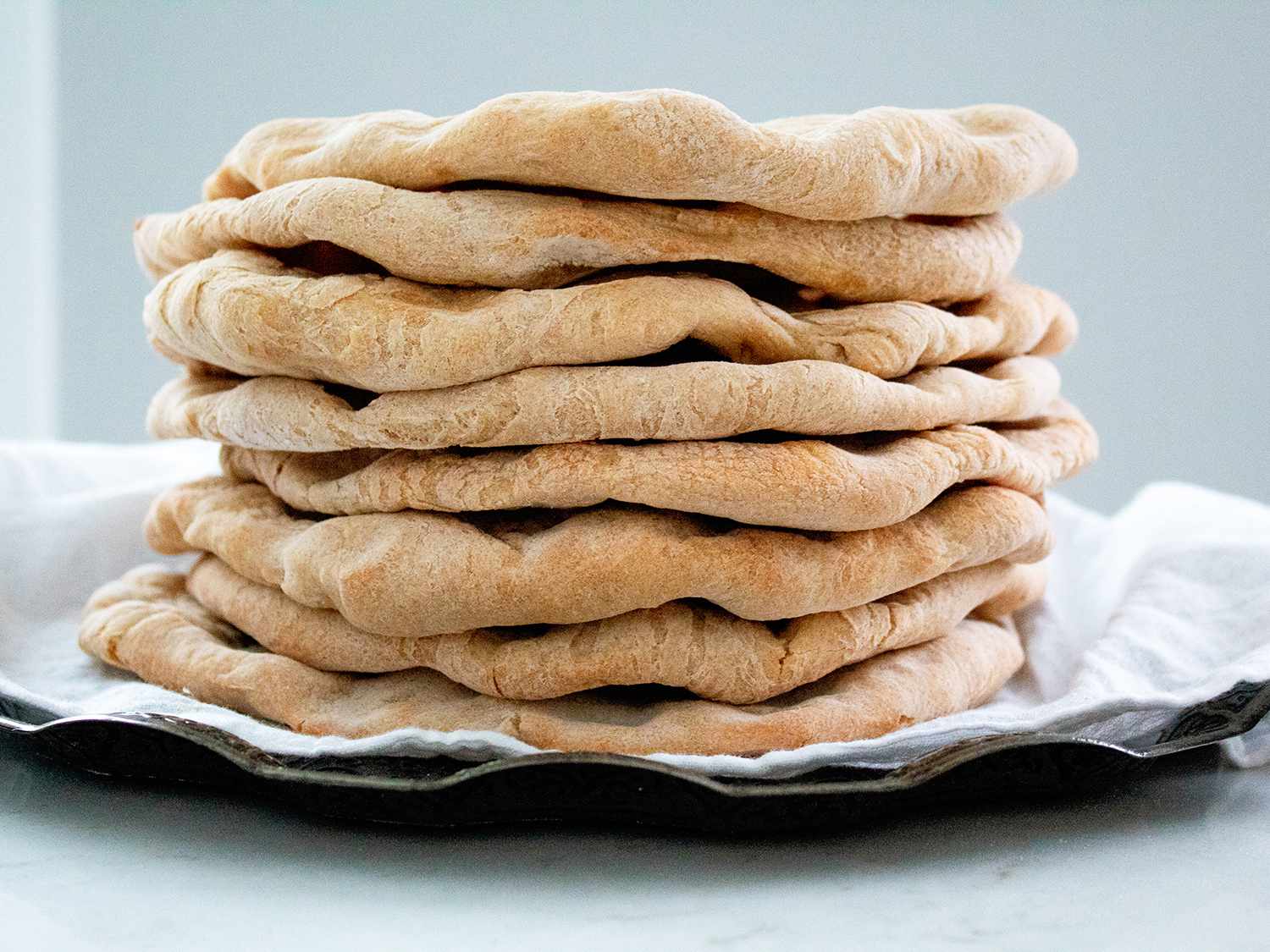 Stacked taboon breads.