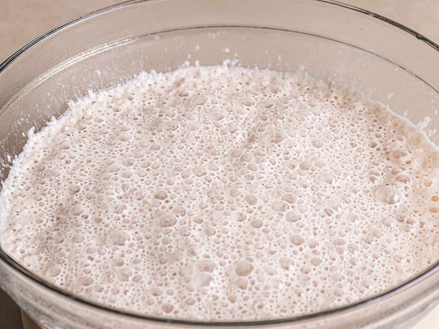 Side view of bubbles formed on Masa batter