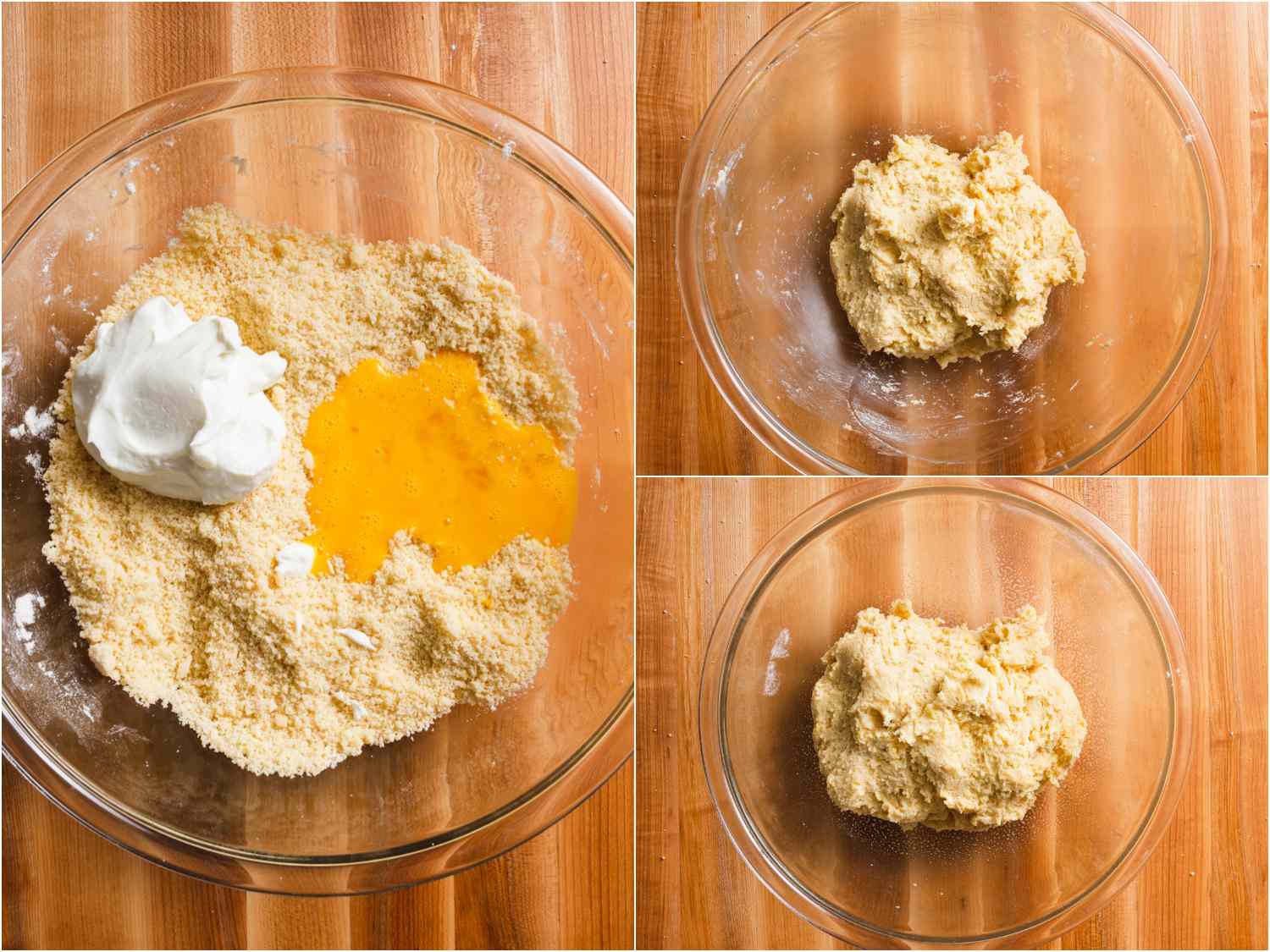 拼贴:在混合物中加入鸡蛋和酸奶，形成蓬松的面团gydF4y2Ba
