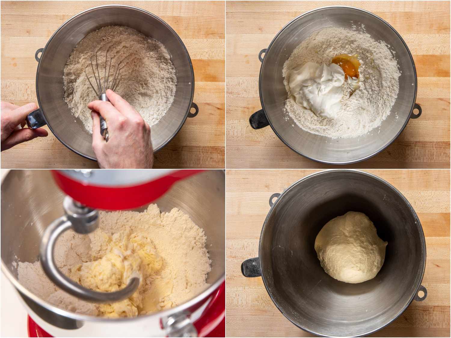 Mixing pierogi dough in a stand mixer