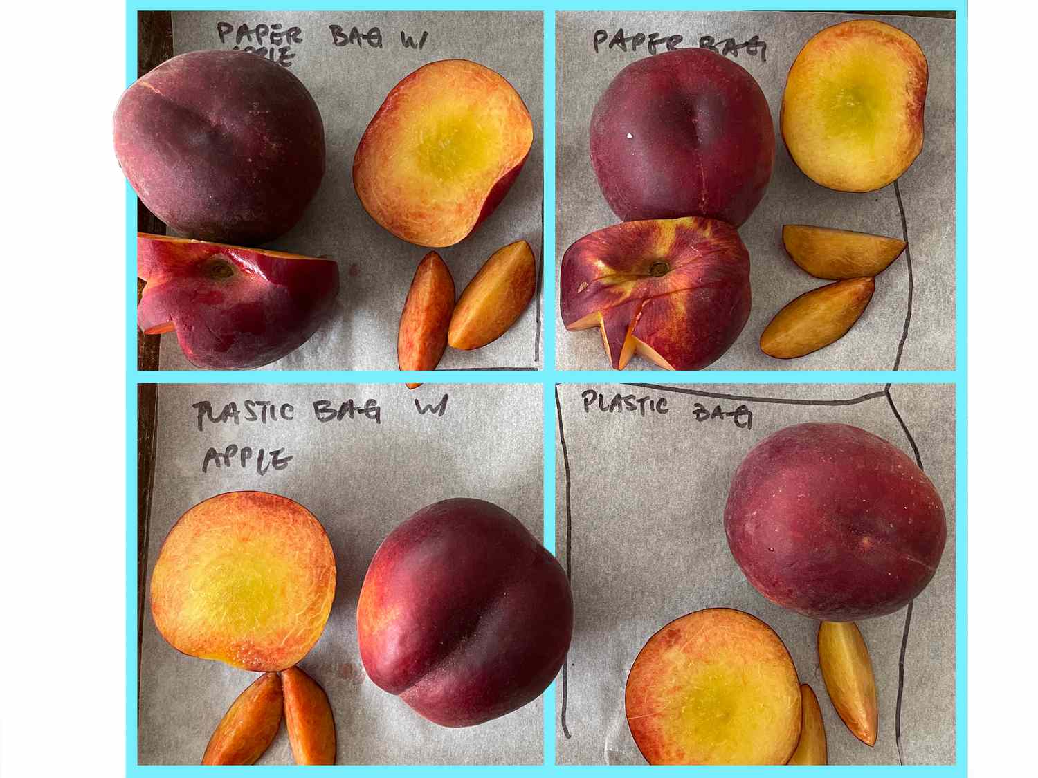 四种方法的成熟桃子