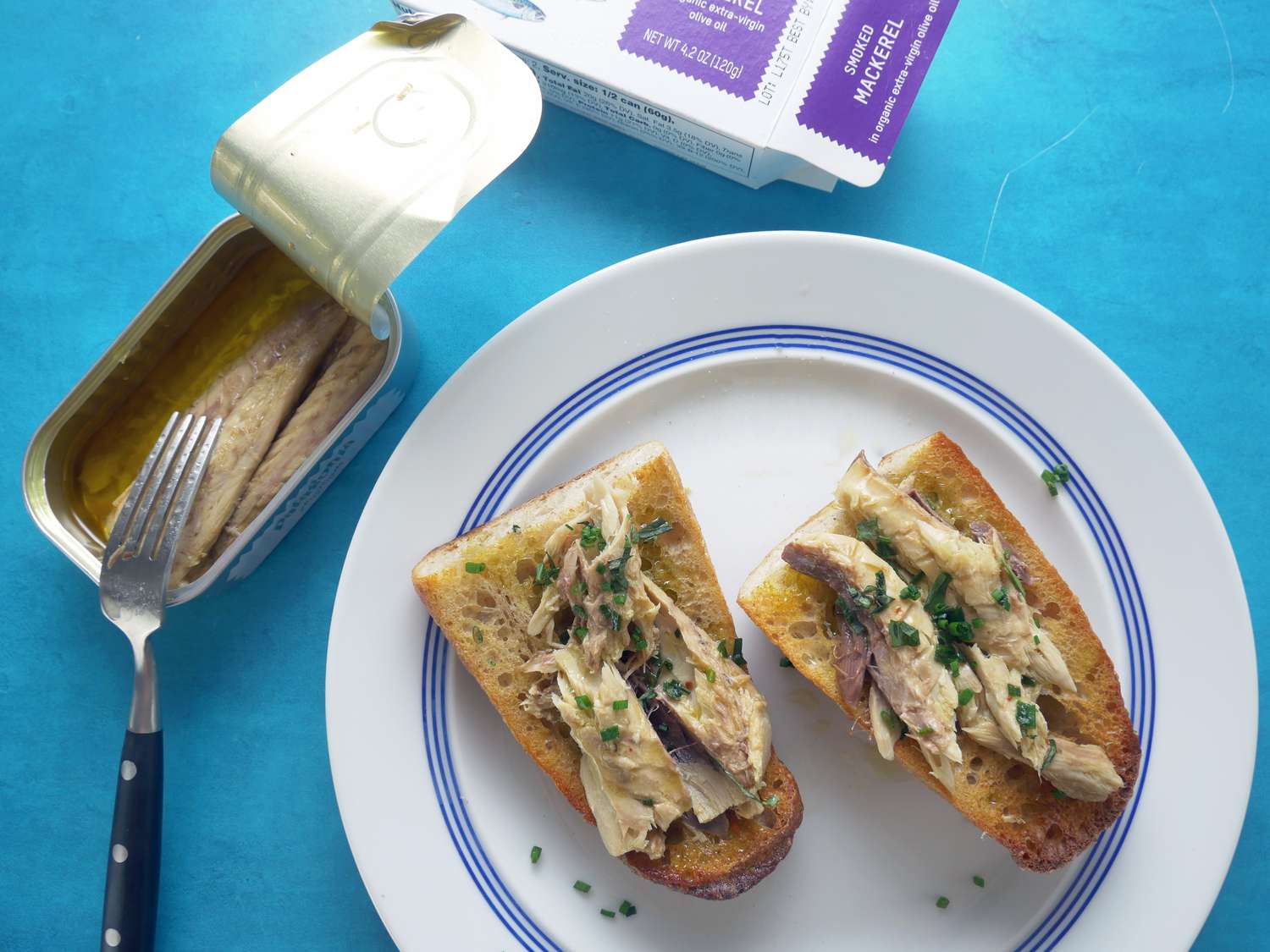 patagonia smoked mackerel on toast with herbs