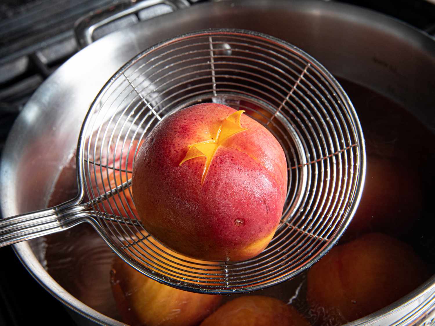 Peaches after being boiled