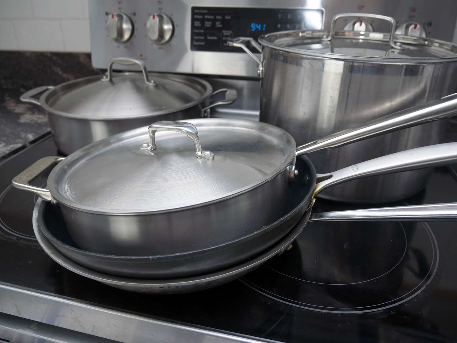 cookware on a glass top stove