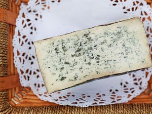 a slab of gorgonzola cheese