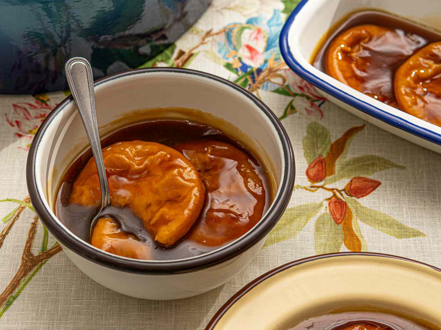 Side view of a sweet sopaipilla in a bowl