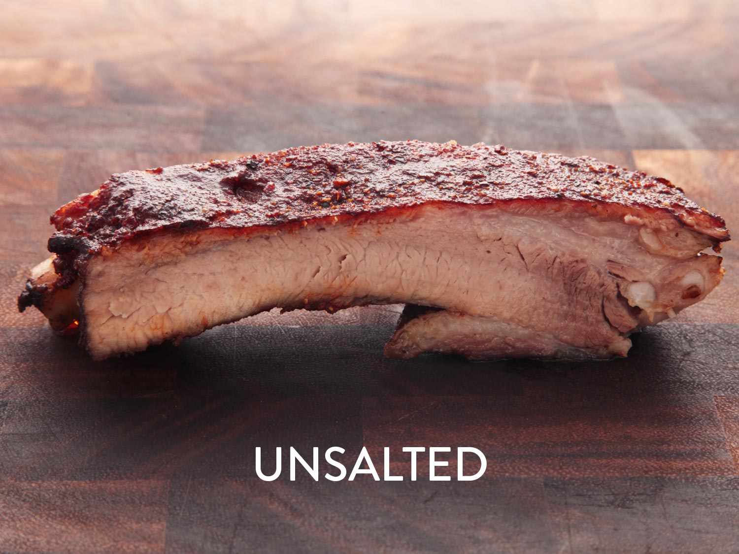 A photo of an unsalted pork rib cooked sous vide