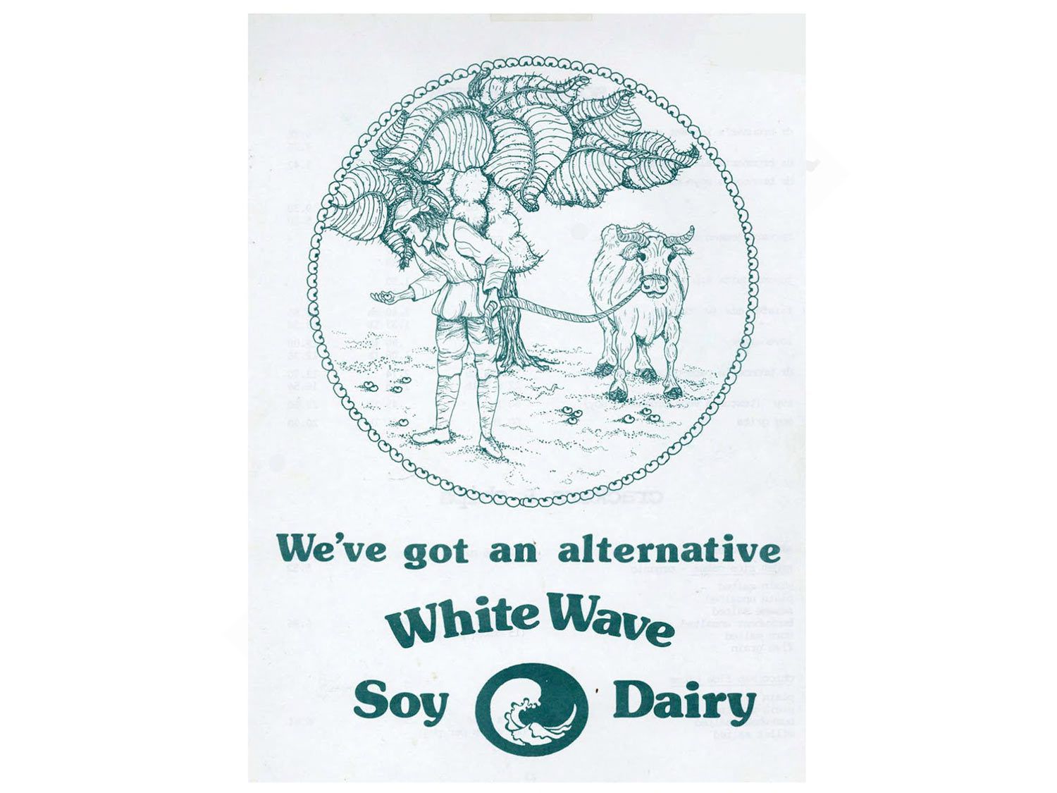 白浪豆浆的复古广告，以一头古老的奶牛为特色，宣称，