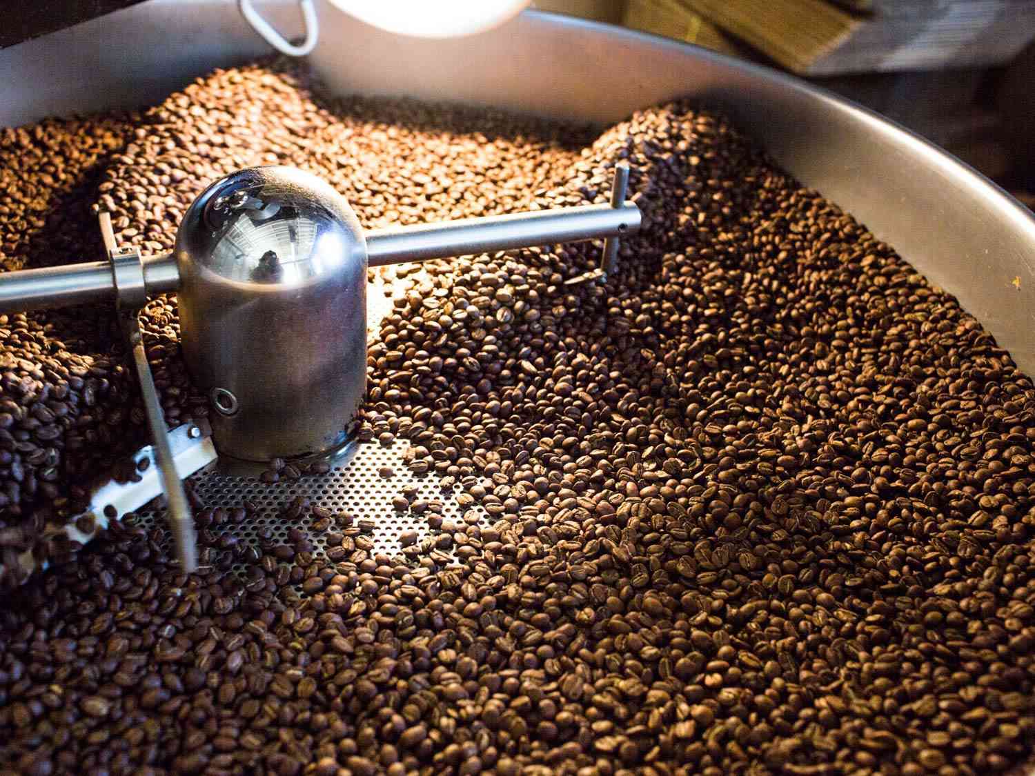 Coffee beans being roasted