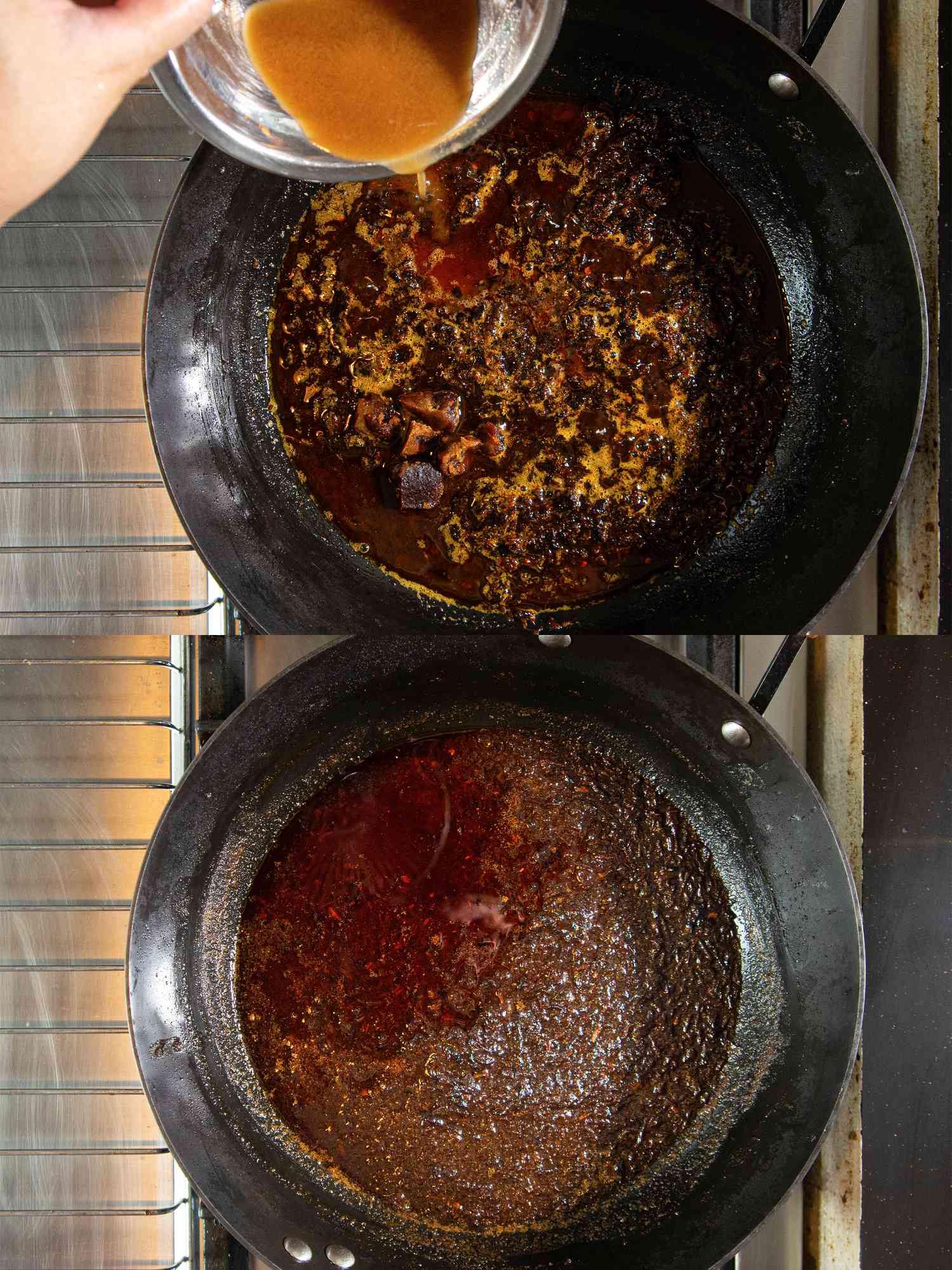 两幅图片的拼贴，加入剩余的材料到锅和油已经分离华体会应用下载
