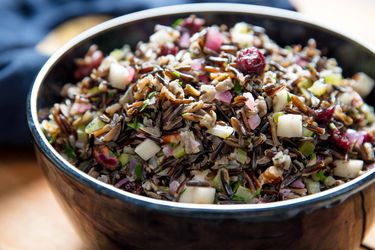 wild rice with dried cranberries, apples, and pecans side