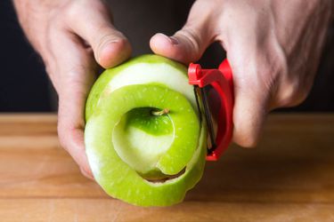 Peeling an apple with a Y-peeler